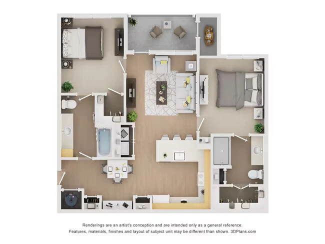 2 Bedroom 2 Bathroom 2202 floor plan